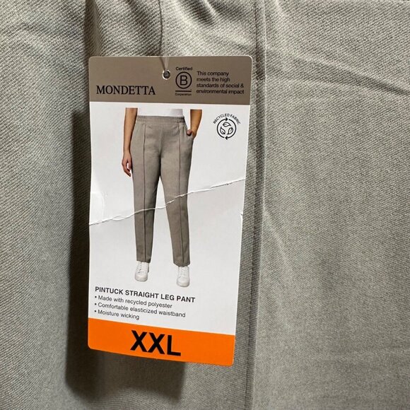 Mondetta Pintuck Straight Leg Pant XXL Beige Recycled Fabric Elastic Waist NWT - Picture 3 of 8